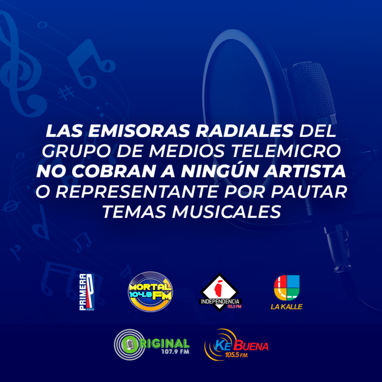 Grupo de Medios Telemicro no cobran por pautar temas musicales. EMISORAS TELEMICRO